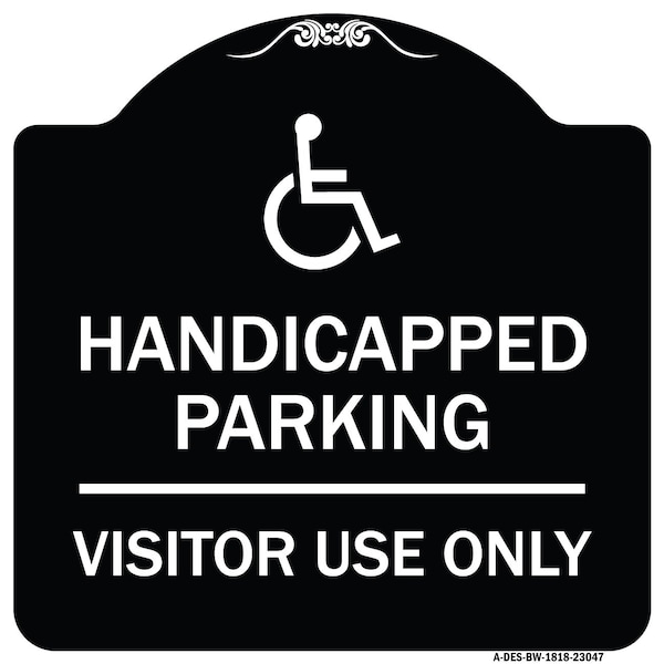 Reserved Parking Handicapped Parking Visitor Use Heavy-Gauge Aluminum Sign, 18" x 18", BW-1818-23047